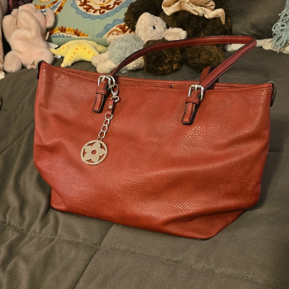 Bueno Cherry Red Tote with Silver Charm